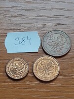 NÉMETORSZÁG 1 + 2 + 5 EURO CENT  Acél réz bevonattal, 384