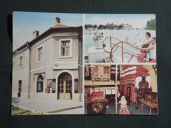 Képeslap,Mezőkövesd,mozaik,Matyó ház múzeum,bolt,strand látkép,részlet 1960-