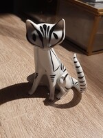 Hollóházi art deco cica, macska figura