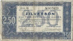 2,5 gulden zilverbon 1938 Hollandia