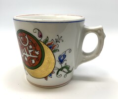 Fischer Emil Cs. és Kir. Udvari szállító vastag falú kézzel festett aranyozott porcelán csészéje RZ