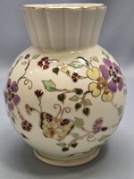 Zsolnay kézzel festett pillangós porcelán váza