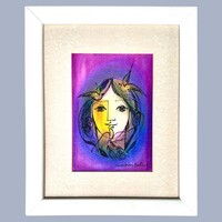 Macskássy Izolda - Gyönyörű kvalitásos selyemkép festmény grafika rajz