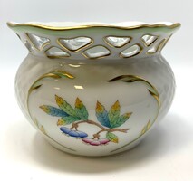 Herendi VBO Viktória mintás pillangós áttört jelzett porcelán kaspó, váza (8,5cm)  RZ