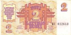 2 rubel rubli 1992 Lettország 1.