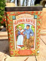 Régi DOUWE EGBERTS AROMATARTÓS KÁVÉSDOBOZ, fém doboz, pléh tároló vintage