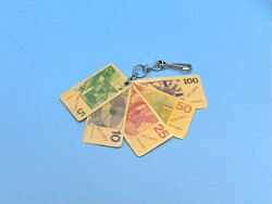 Retro bankjegy kulcstartó - holland forint gulden pénz 1980