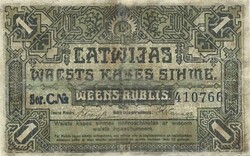 1 rubel rublis 1919 Lettország Restaurált Ritka