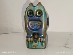 Zsolnay Eozin Bagoly Extrém színek / Nádor Judit Modern porcelán figura