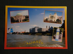 Képeslap,Mohács,mozaik,emlékpark,templom,városháza,Duna part,Hotel látkép,részlet, 1990-
