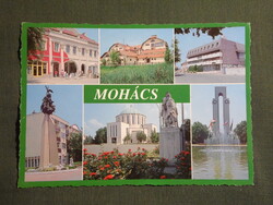 Képeslap,Mohács,mozaik,Fogadalmi templom,szobor,emlékmű,hotel látkép,részlet, 1990-