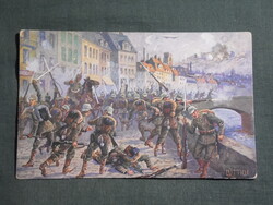 Képeslap,Csataképes kártya 1 sz.,Liège elfoglalása csata,katona,fegyver,Kanitcz Bp kiadás ,1914-