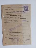ZA617.20 Hatósági erkölcsi bizonyítvány  Budapest 1947     Horváth Ferenc