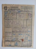 ZA617.31 Fuvarlevél MÁV -Dunakeszi Alag Nyíregyháza 1949 Téglajegy 50 fill. lánchíd javára