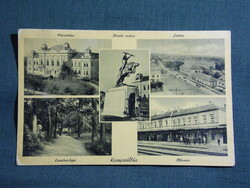Képeslap,Kisújszállás,Városháza,Erzsébet liget,Vasutállomás látkép,Platz Ferenc kereskedő kia,1940-