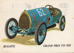 Képeslap:  Autók, Bugatti 1921. Darvas Árpád rajza.