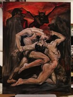 William-Adolphe Bouguereau - Dante And Virgil In Hell festményének másolata