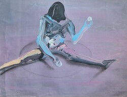 Jan Stussy (1921-1990): Absztrakt figura (keretezett kép) amerikai festő, Egyesült Államok, USA