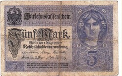 Németország 5 papírmárka 1217 7 számjegy FA
