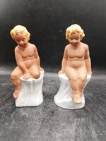 Osztrák art deco porcelán figurák párban, 14 cm magasak,3411b