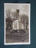 Képeslap,Kiskundorozsma,Hősök szobra emlékmű,utca látkép,Hangya szövetkezet kiadás,1927-  ,barna,