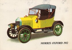 Képeslap:  Autók, Morris Oxford 1912. Darvas Árpád rajza.