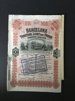 Spanyolország Barcelona Traction, Light and Power Company Részvénye 1914.