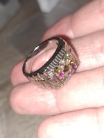 Valódi modern többszínű turmalin ezüst gyűrű 7es meret ¹