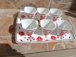 Hollóházi porcelán  kávéskészlet , soproni motívummal, 1977