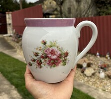Gyönyörű 15.5 cm magas Cseh rózsás csupor porcelán findzsa nagymama kincse