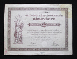Gazdasági Részvénytársaság részvény 500 korona 1917 - Nagybecskerek (SRB)