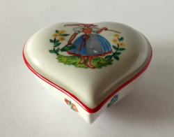 RÉGI KŐBÁNYAI DRASCHE PORCELÁN SZÍV ALAKÚ BONBONIER,ÉKSZERES DOBOZ