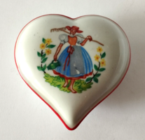 RÉGI KŐBÁNYAI DRASCHE PORCELÁN SZÍV ALAKÚ BONBONIER,ÉKSZERES DOBOZ