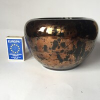 Szépséges, irrizáló, érdekes mintázatú porcelán kaspó, kis tálka