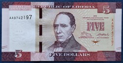 Libéria 5 Dollár 2016, UNC.