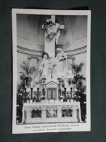 Képeslap,Keszthely,Szent Terézke templom belső,oltár látkép,részlet,Monostory Bp. kiadás,1940-