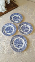 Kék-fehér,angol stílusú porcelán,süteményestányér 4 db.