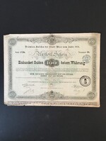 Ausztria Bécs Város Prémiumkötvény 100 Gulden 1874.