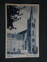 Képeslap,Keszthely,Róm. kat. templom látkép,részlet,Monostory Bp. kiadás,1940-