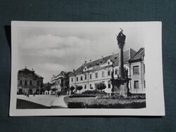 Képeslap,Keszthely,Városháza,szentháromság szobor,Gyógyszertár látkép,részlet,1950-