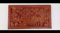 Thaiföldi teakfa ,kézi faragott domború falikép 1960-70