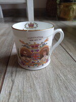 Csodás brit koronázási porcelán emlékpohár (1911)
