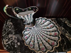 Herendi porcelán kancsó és kagyló Siang Noire dekorral festve