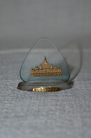 Retro Budapest szuvenír plexi alapon réz rátétes Parlament, Országház