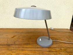 Régi grafitszürke bauhaus asztali lámpa, vintage keletnémet indusztriál retro lámpa