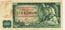 Csehszlovákia 100 korona 1961 X FA