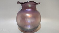Irizáló üveg váza fodros szájperemmel Loetz vagy Poschinger váza