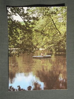 Képeslap,Miskolctapolca fürdő,barlangfürdő,sétány,park,csónakázó tó látkép,részlet, 1977-