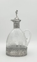 Ezüst szerelékes karaffa, kancsó, kiöntő, dekanter - J.D.Schleißner Söhne 1880