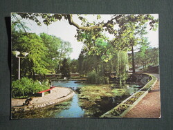 Képeslap,Miskolctapolca fürdő,barlangfürdő,sétány,park látkép,részlet, 1977-